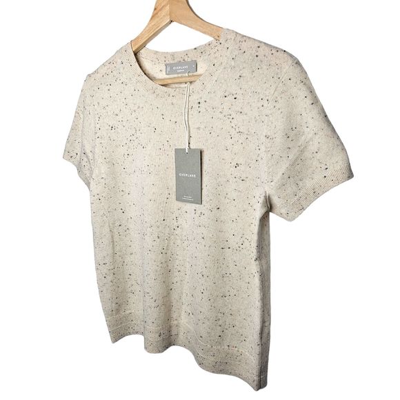 EVERLANE The Cashmere Sweater Tee Short Sleeve Beige Speckled - Picture 3 of 10